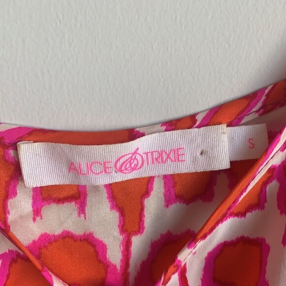 ALICE & TRIXIE  Batik  pink orange white print Party Dress Small - Picture 6 of 8